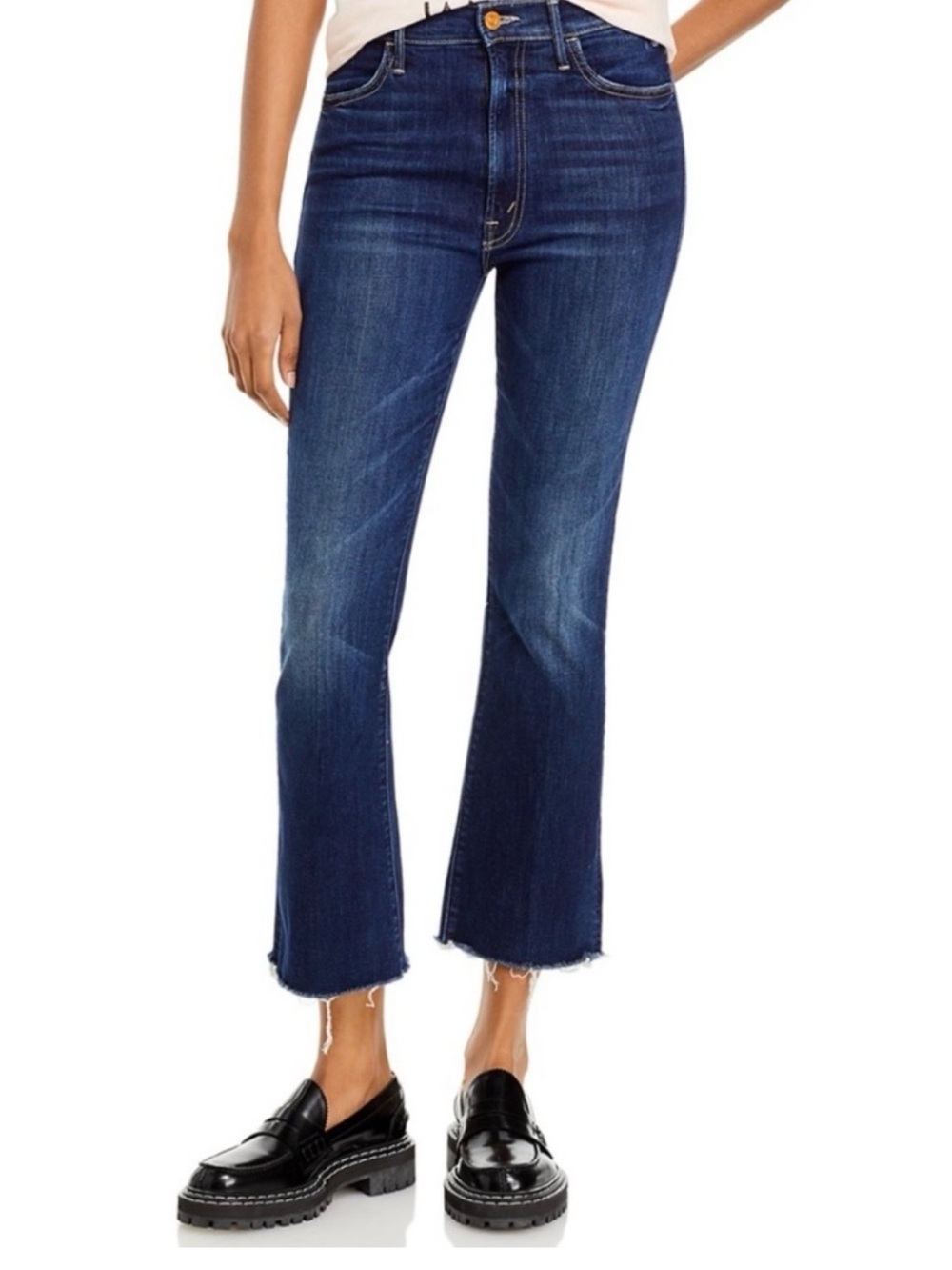 Mother The Hustler Ankle Fray in Teaming Up Dark Wash Size 29